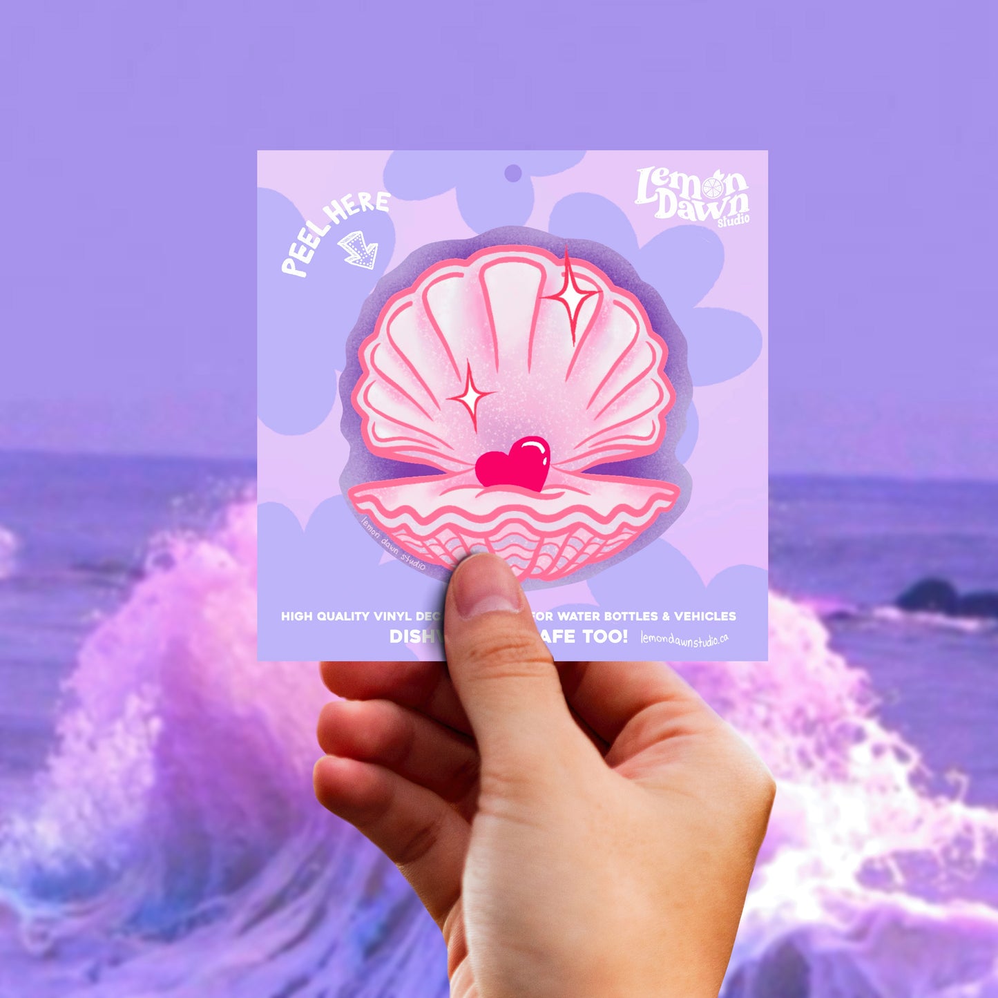 Heart Pearl Shell Vinyl Sticker