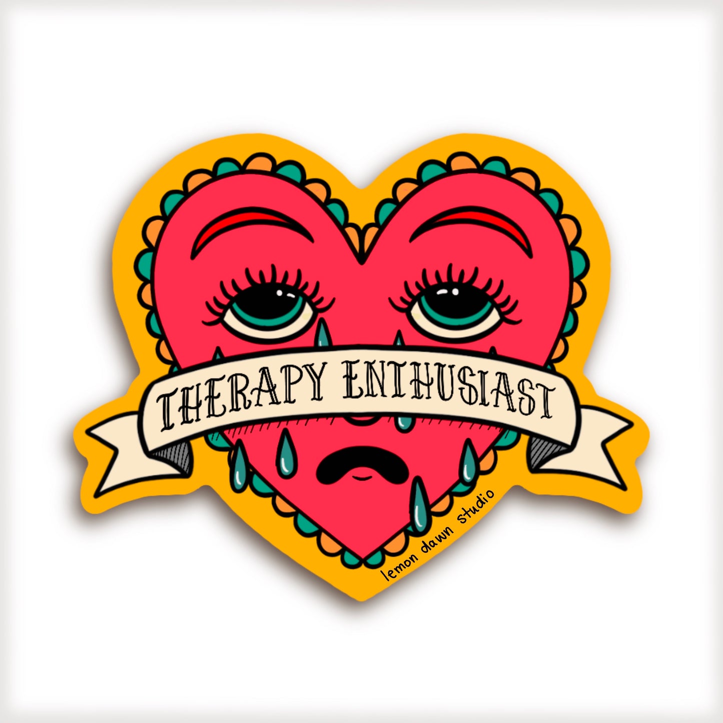 Therapy Enthusiast Crying Heart Vinyl Sticker Design