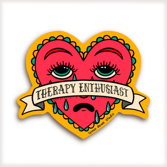 Therapy Enthusiast Crying Heart Vinyl Sticker Design