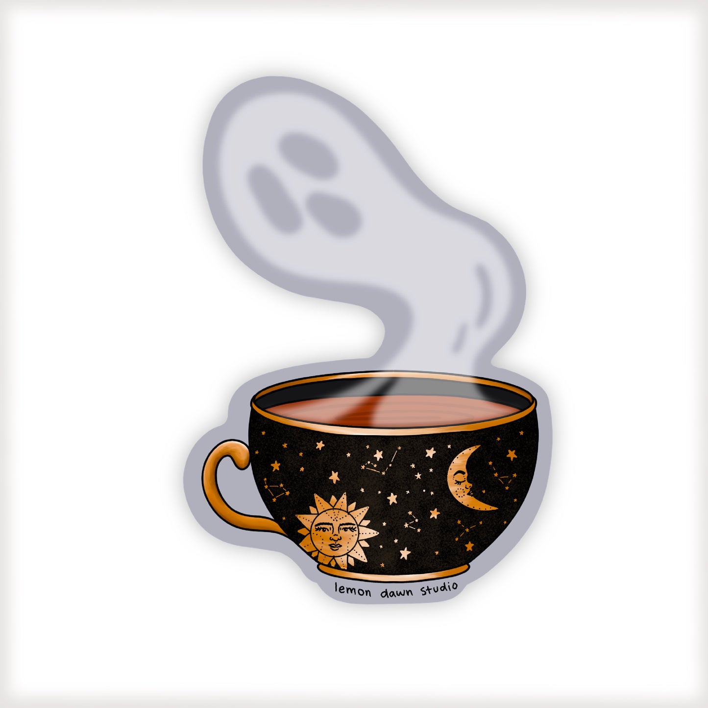 Coffee Cup Ghost Vinyl Sticker