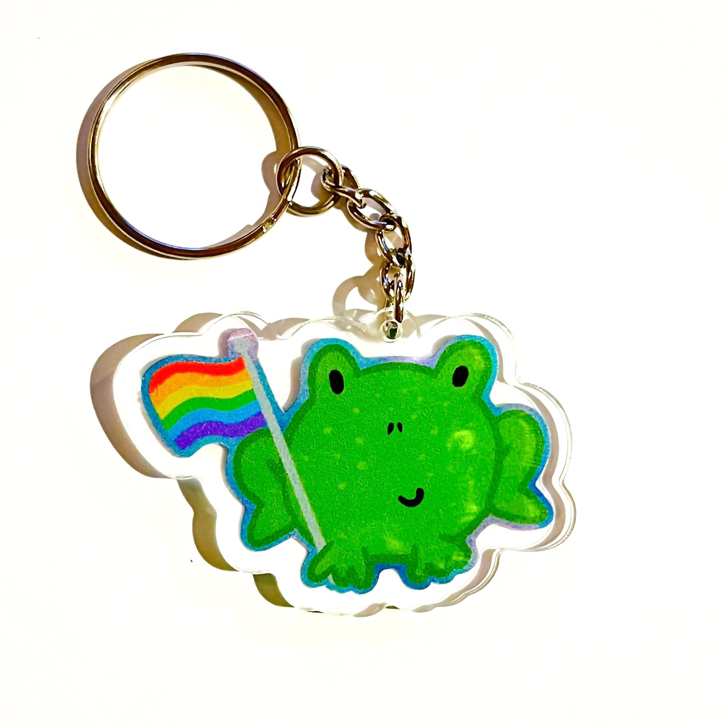 Pride Flag Frog Keychain