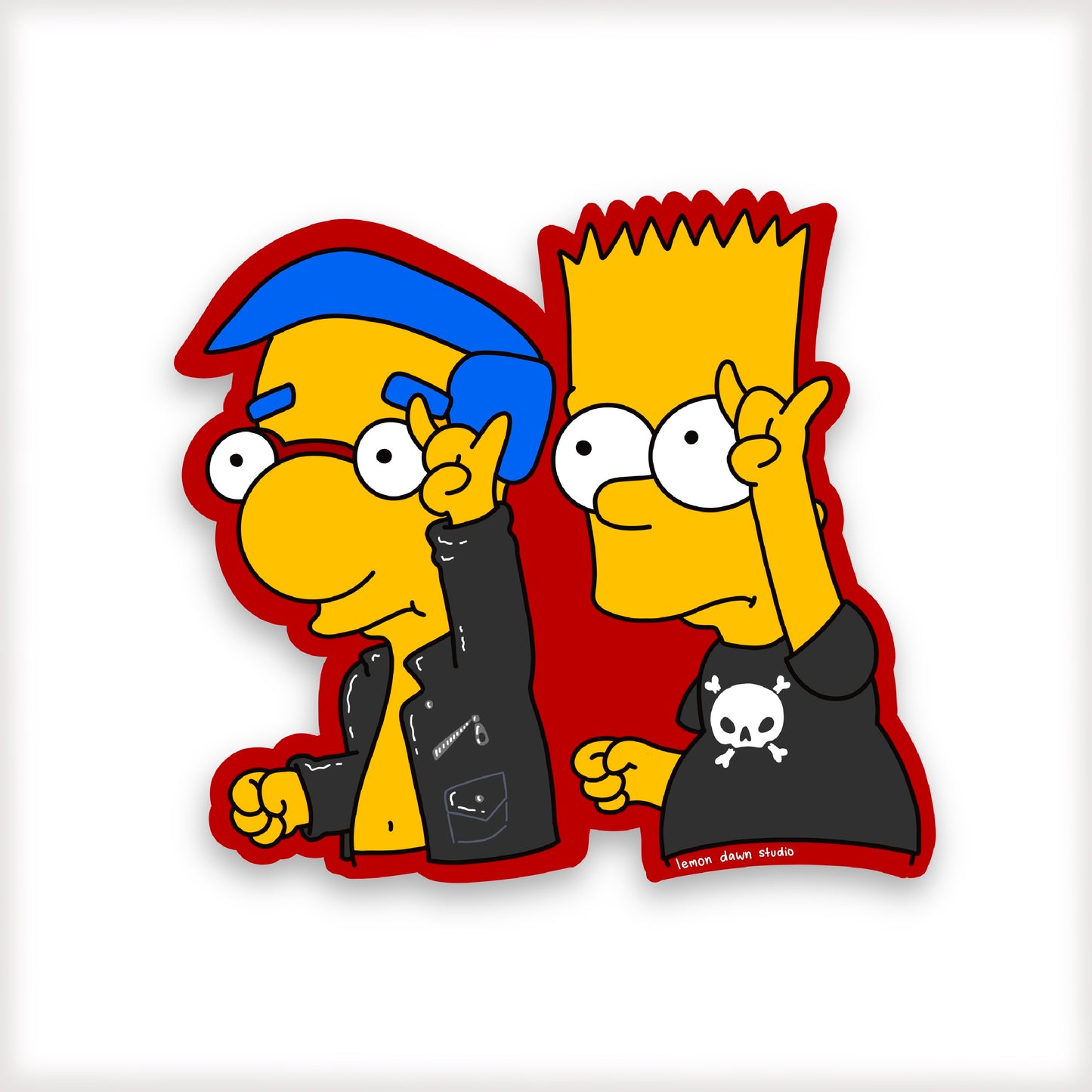 Bart & Milhouse Rocking Out Vinyl Sticker