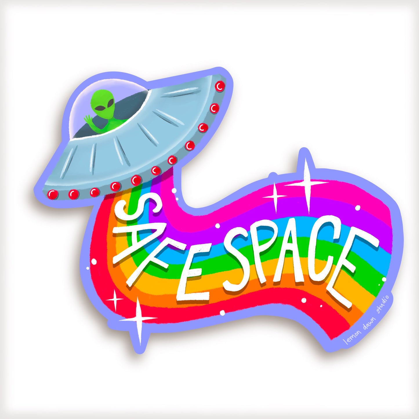 Safe Space Rainbow Alien Vinyl Sticker