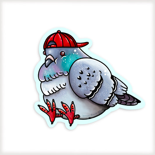 Ball Cap Pigeon Vinyl Sticker