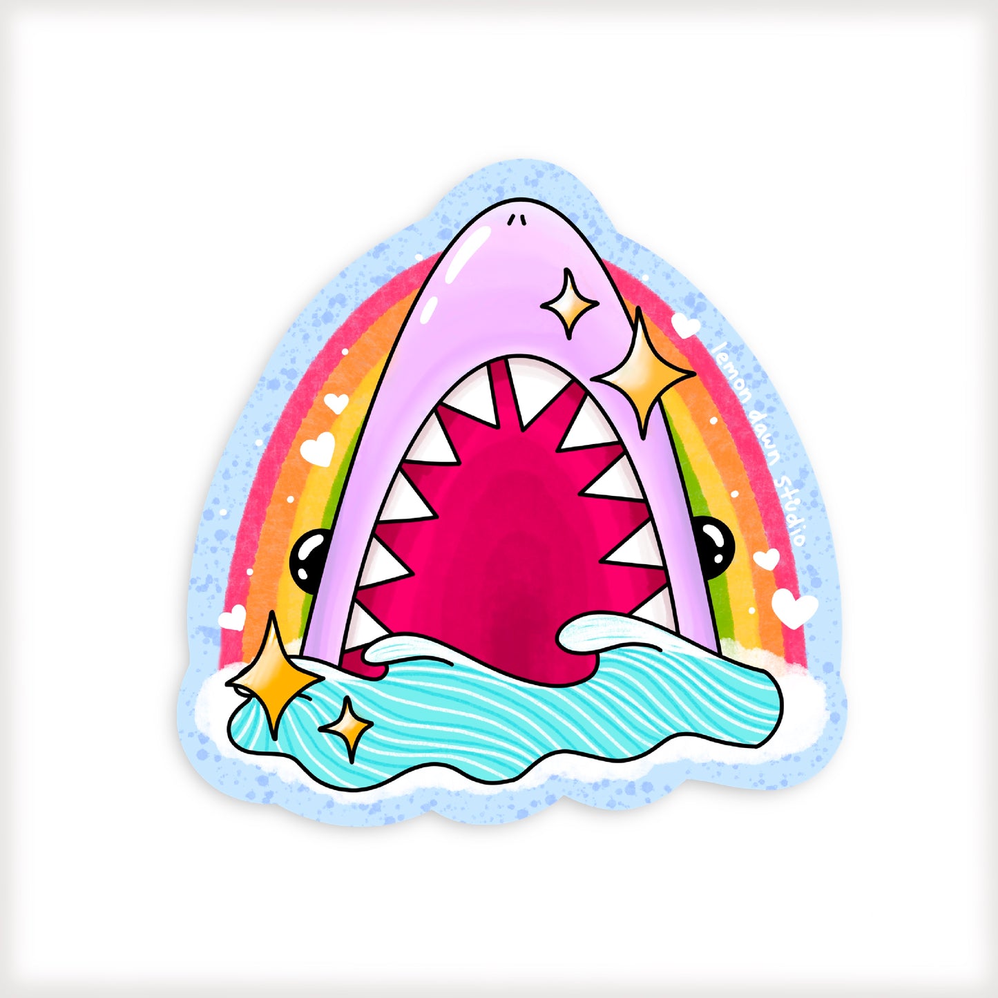 HOLOGRAPHIC Rainbow Sparkle Shark Vinyl Sticker