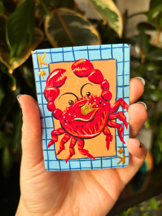 ACEO 2.5"x3.5" Original Painting - Playing Card Series (King of clubs crab)
