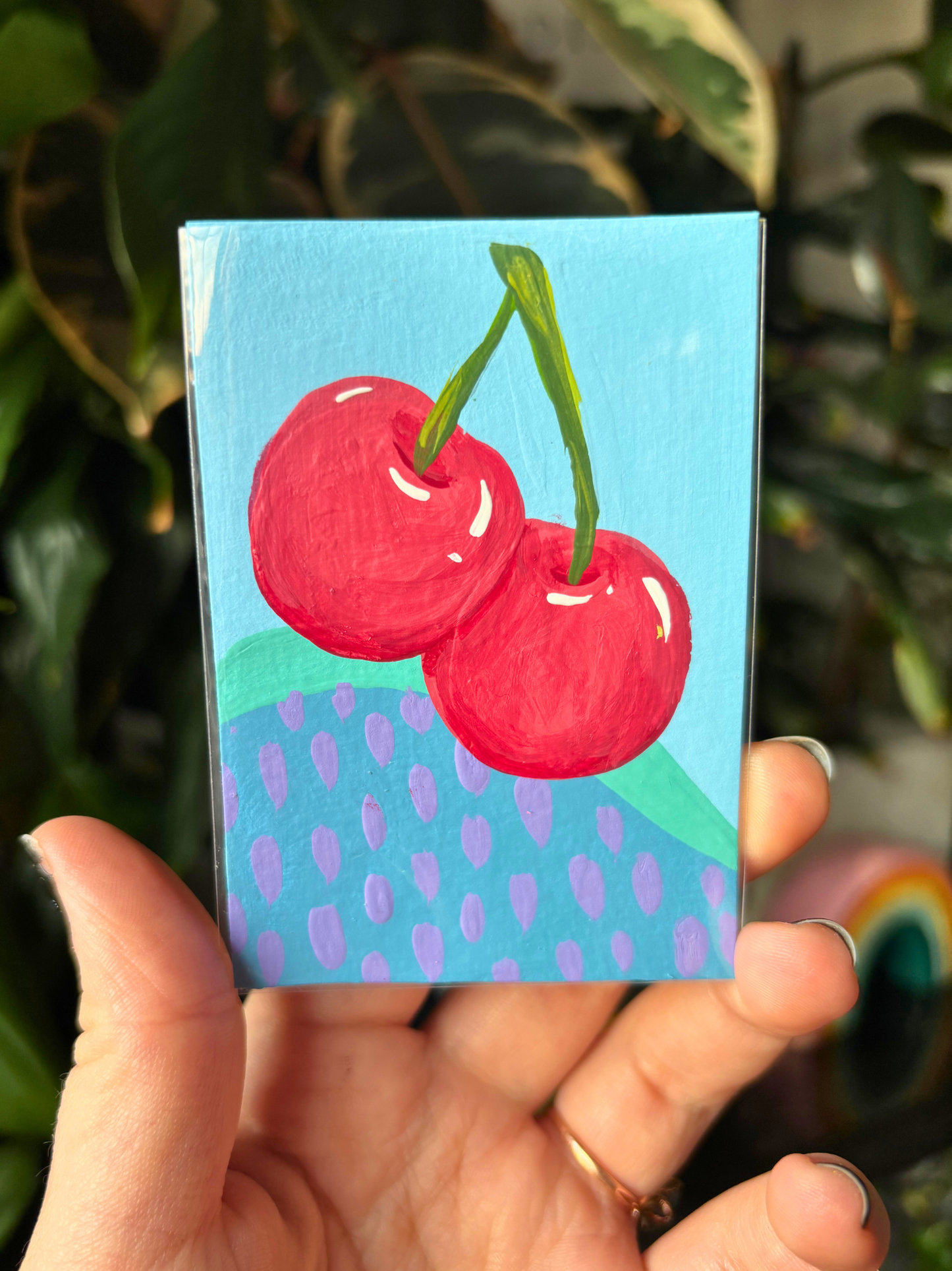 ACEO 2.5"x3.5" Original Painting - Fruits & Veggies Series (Cherry)