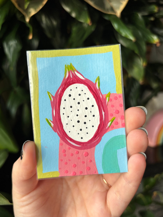 ACEO 2.5"x3.5" Original Painting - Fruits & Veggies Series (Dragonfruit)