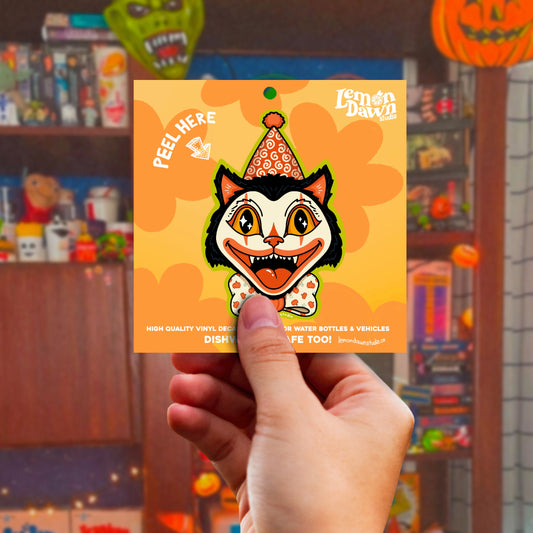 Vintage Halloween Cat Tattoo vinyl sticker