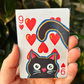 ACEO 2.5"x3.5" Original Painting - Playing Card Series (9 of hearts cat)