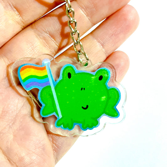 Pride Flag Frog Keychain - Large