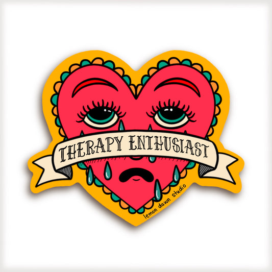 Therapy Enthusiast Crying Heart Vinyl Sticker Design