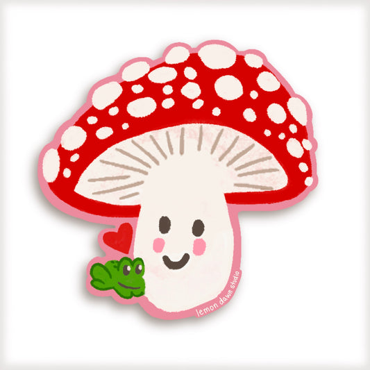 Mushroom & Frog Vinyl Sticker