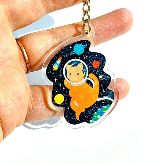 Space Cat Keychain - Large