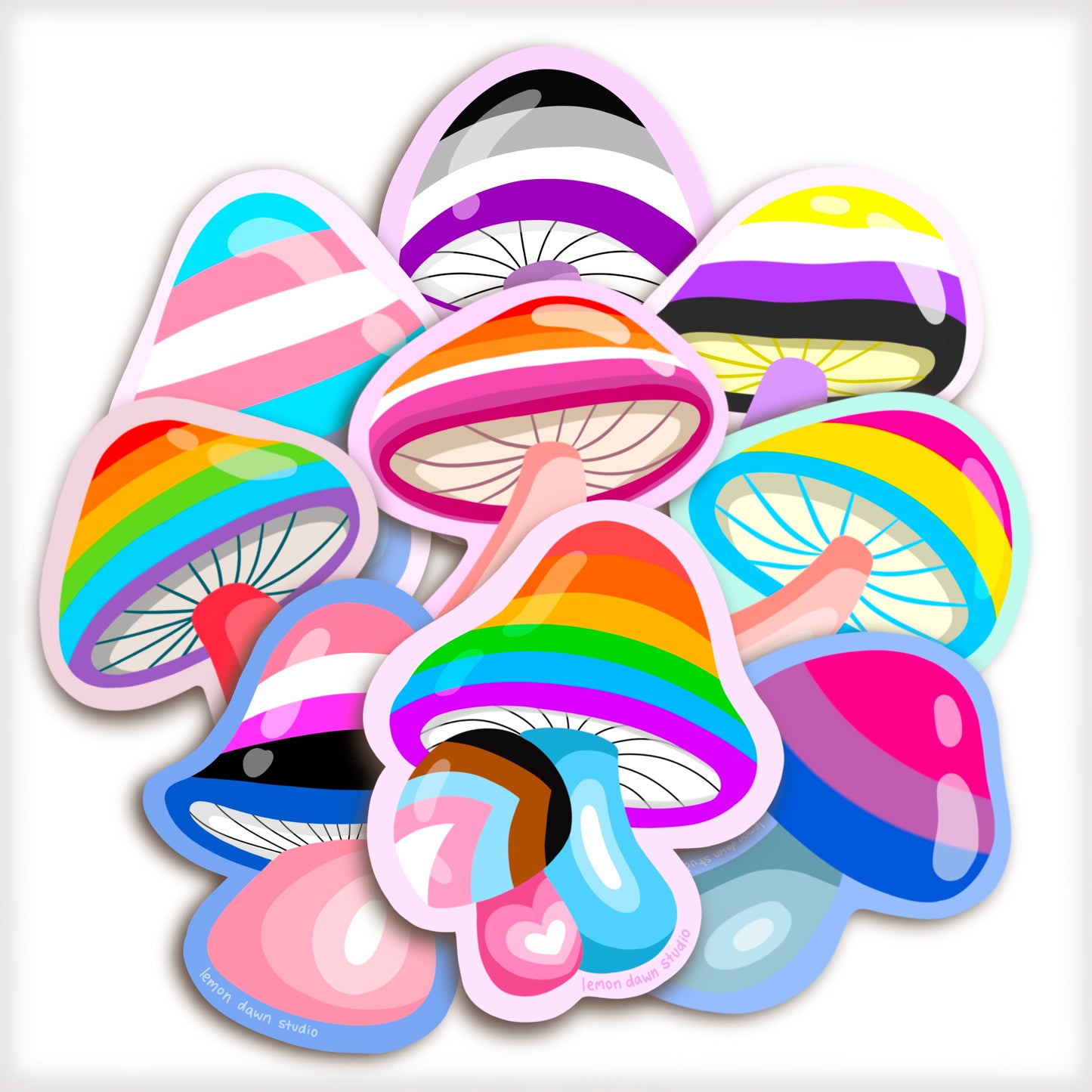 Pride Flag Mushroom Vinyl Stickers