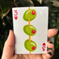 ACEO 2.5"x3.5" Original Painting - Playing Card Series (3 of hearts olives)