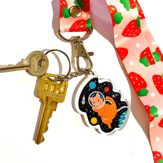 Space Cat Keychain - Large