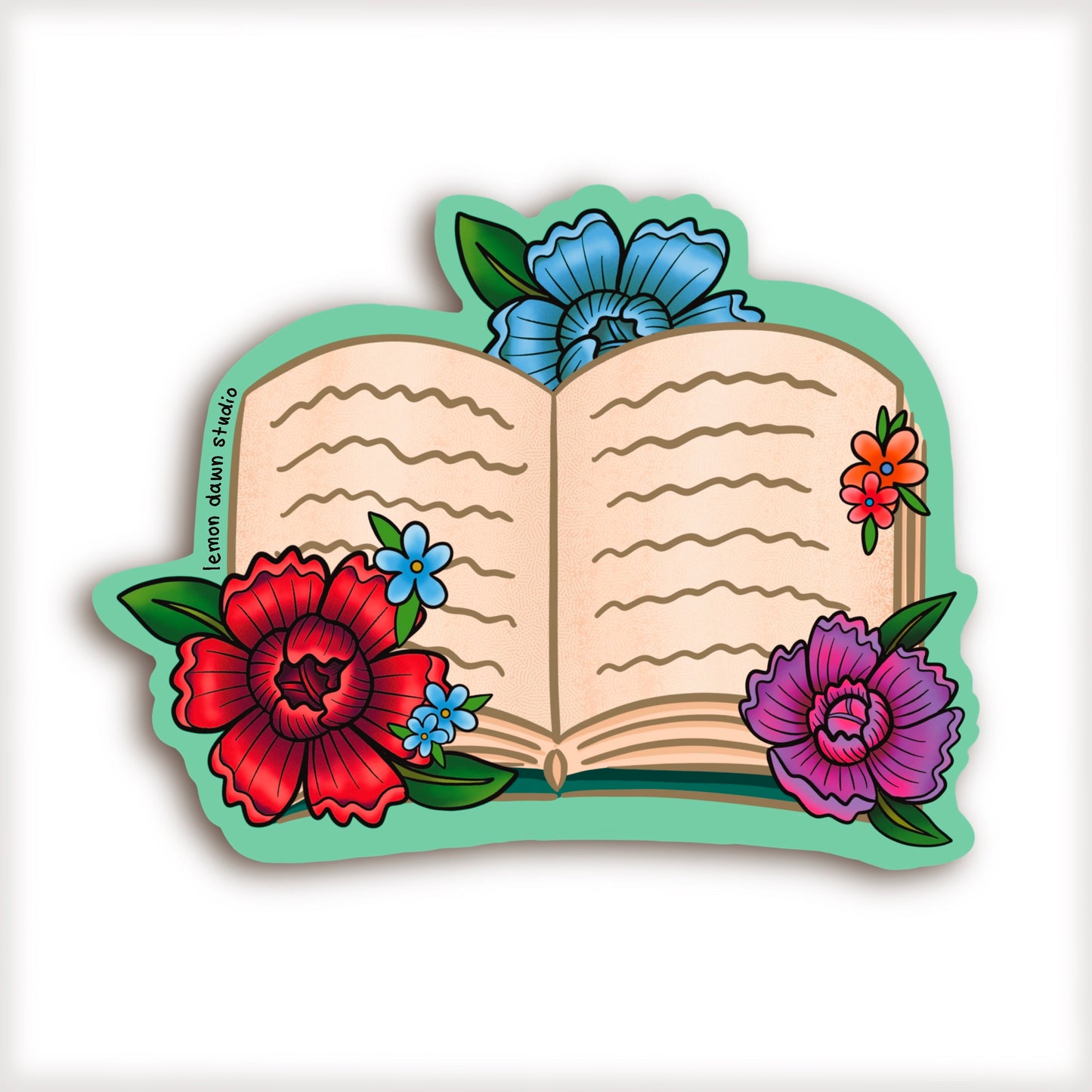 Floral Book Vinyl Sticker