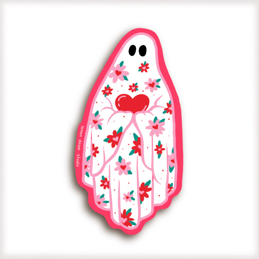 Heart Ghost Vinyl Sticker