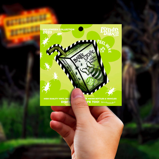 Beetlejuice Juice Box Vinyl Sticker - Halloween Collection