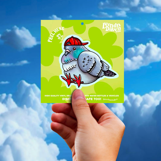 Ball Cap Pigeon Vinyl Sticker