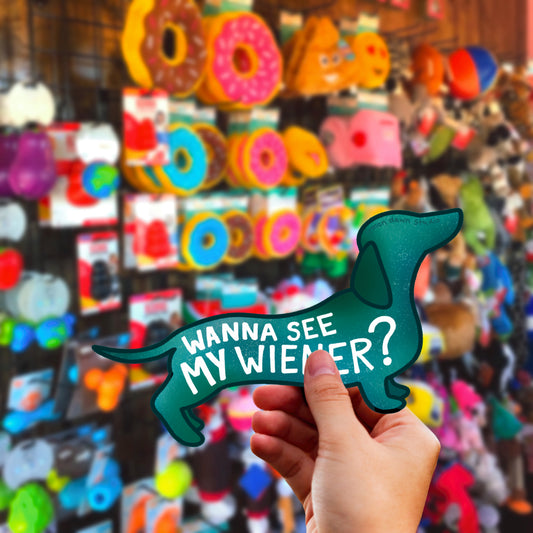 Dachshund Bumper Sticker - Wanna See My Wiener?