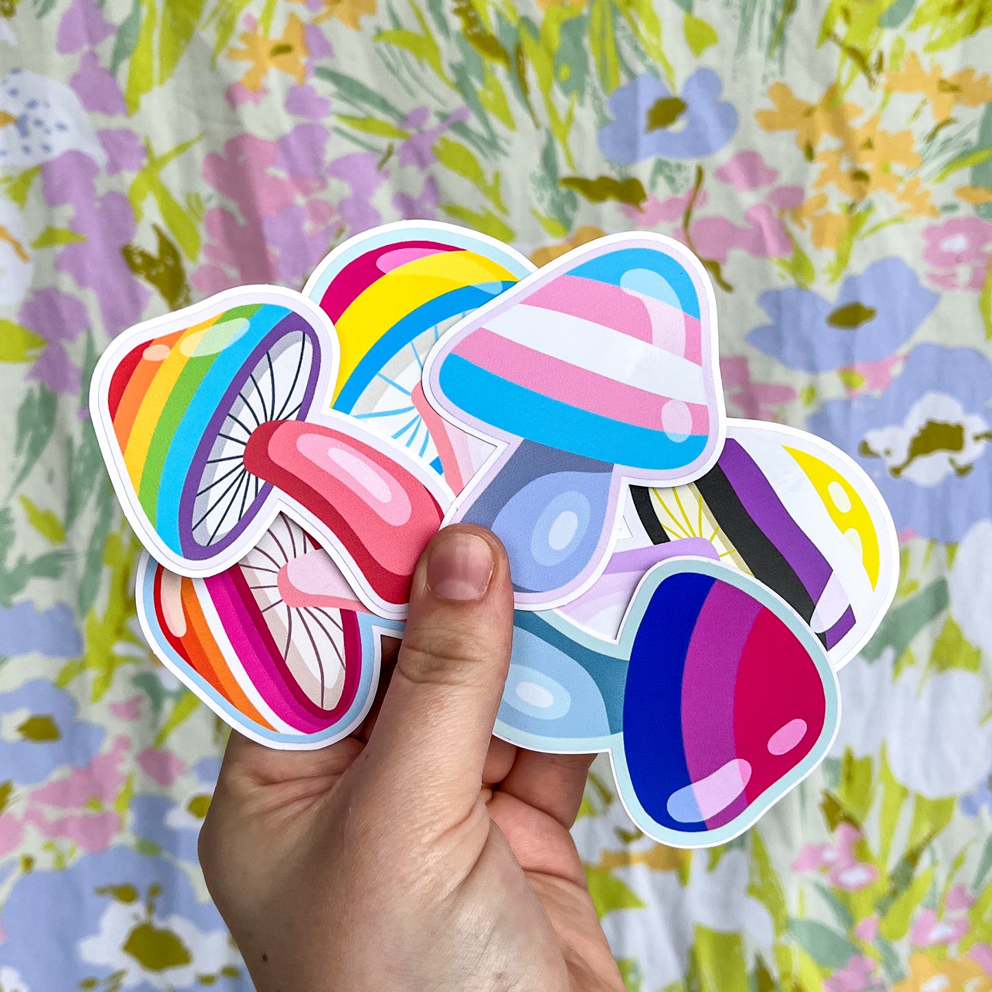 Pride Flag Mushroom Vinyl Stickers