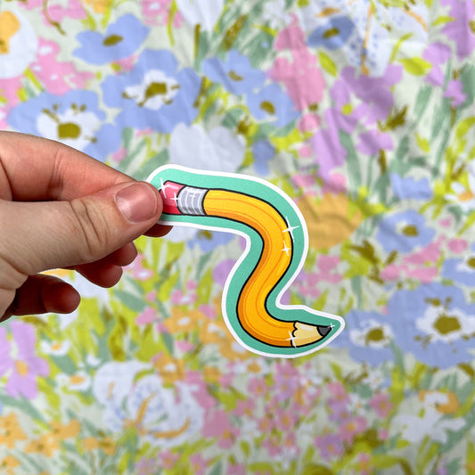 Pencil Worm Vinyl Sticker