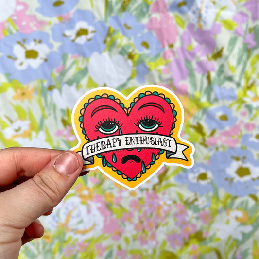 Therapy Enthusiast Crying Heart Vinyl Sticker Design