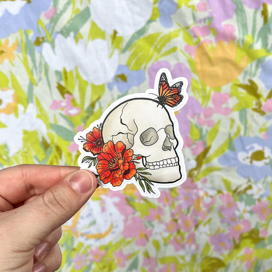 Butterfly Skull Vinyl Sticker